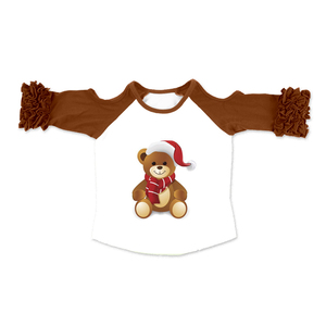 Milk Silk Girls Summer Cold Shoulder Ruffle Long Sleeve Raglan Tee <b>Kids</b> Casual Knitted Print T-Shirt - Product Image 3
