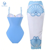 Nouvelle conception Ensemble deux pièces pour femme, taille haute, étoile métallique à cinq branches, couleur unie, bikini évidé avec robe de bain imprimée