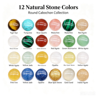 Cabochon rond en pierre naturelle, 12 couleurs, pierre polie en forme de dôme pour la fabrication de bagues, pendentifs et bijoux DIY