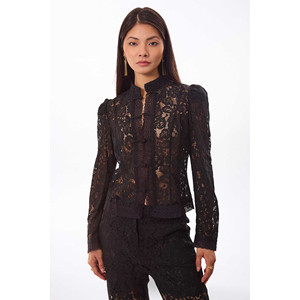 Veste en dentelle mandarin noire - Product Image 5