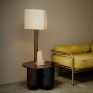 Lampe de table en tissu métallique travertin L300*W320*H880mm, lumière LED, éclairage d'ambiance pour la maison - Product Image 2