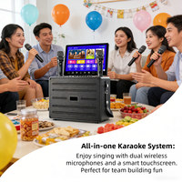 GENCE Enceinte Karaoké Intelligente Portable avec Écran Tactile 14,1 pouces, Puissance de Sortie 30-50W, RGB, AUX, Batterie, Microphone Sans Fil et Micro Intégré pour la Maison