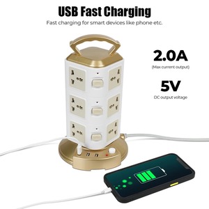 Bảo Vệ Quá Tải 2500W Tháp Đa Điện Dải EU US UK Au Ổ Cắm Phổ Quát EU Cắm Với 3 USB Dọc 12 Cách Cửa Hàng - Product Image 5