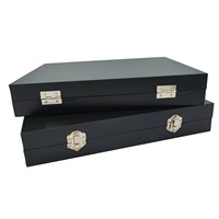 Boîte de rangement en métal à 8 compartiments avec boutons poussoirs, étui de transport en MDF noir et cuir PU pour la présentation de pierres précieuses en vrac, destiné aux fournisseurs de bijoux