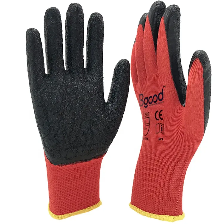 Industrie 13G Polyester/Nylon Shell Latex beschichtete Konstruktion sicherheits produkte Handschuh Arbeits handschuhe Männer für Arbeit Guantes