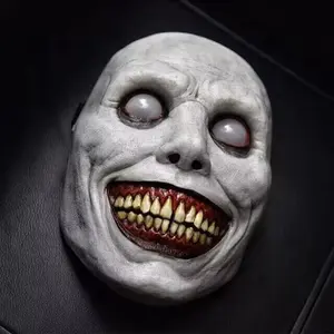 Máscara de Halloween espeluznante Horror Sonriente Demonios Evil Cosplay Scary Halloween Costume Party Props Gris Verde