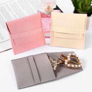 Pochette en velours microfibre double face pour bijoux, sac à fermeture enveloppe, organiseur pour clous et colliers, étui à cordon, emballage cadeau de luxe - Product Image 4