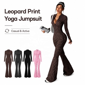 Combinaison <span class=keywords><strong>de</strong></span> yoga sexy à imprimé léopard pour <span class=keywords><strong>femme</strong></span>, <span class=keywords><strong>tenue</strong></span> <span class=keywords><strong>de</strong></span> fitness ajustée, fermeture éclair intégrale, vêtement <span class=keywords><strong>de</strong></span> sport une pièce pour l'entraînement et la <span class=keywords><strong>gym</strong></span> - Product Image 1