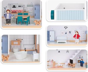 Ensemble de jouets <span class=keywords><strong>maison</strong></span> en bois élégante, simulation de <span class=keywords><strong>maison</strong></span> de ville pour poupées, avec meubles pour enfants KB0283 - Product Image 3