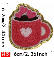 Design de mode Broderie Saint Valentin Série Amour Coeur Paillettes Fer À Capuche Lettre Chenille Patchs Pour Vêtements sac chemise