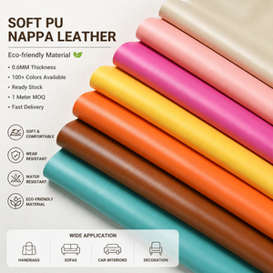 Cuero Sintético Ecológico <span class=keywords><strong>de</strong></span> PU Nappa Suave <span class=keywords><strong>de</strong></span> 0.6mm, Disponible en Varios Colores para Bolsos, Tapicería, Sofás y Automóviles - Product Image 1