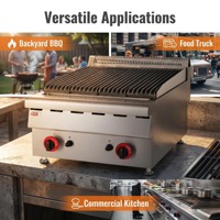 Grill à gaz en acier inoxydable OUTE Heavy Duty Lava Rock, charbroiler de comptoir 55200 BTU à double brûleur pour restaurant et barbecue
