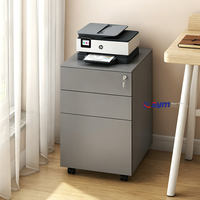 Meuble de rangement mobile en acier à tiroirs profonds, armoire de classement métallique sous bureau avec barres de suspension réglables pour le rangement de dossiers A4