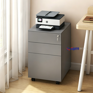 Meuble de rangement <span class=keywords><strong>mobile</strong></span> en acier à tiroirs profonds, armoire de classement métallique sous bureau avec barres de suspension réglables pour le rangement de <span class=keywords><strong>dossiers</strong></span> A4 - Product Image 1