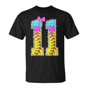 Camiseta con lazo para niña de 11 años, diseño de helado, para cumpleaños número 11, Softball - Product Image 1