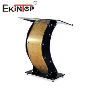 แท่นยืนพูดทำจากกระจกสีดำทันสมัย พร้อมชั้นวางของแบบพกพา เหมาะสำหรับห้องประชุม โบสถ์ และพิธีต่างๆ - Product Image 5