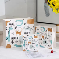 Sacs cadeaux en papier imprimés avec des motifs d'animaux personnalisés, avec poignée, pour les fêtes d'anniversaire des enfants, les fêtes de naissance, les emballages de cadeaux