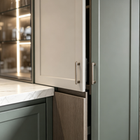 Meubles de cuisine de luxe au design italien, gris et crème, finition mate, ensemble de cuisine pour projet de villa, fabrication OEM ODM, taille personnalisée