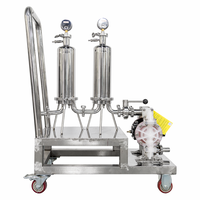 Unité de microfiltration à double étage en acier inoxydable 304/316, machine de filtration de liquides portable avec pompe à air