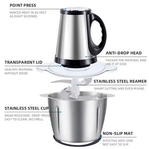 Hachoir Électrique Multifonctionnel en Acier Inoxydable pour Viande et Légumes, Capacités 2L, 3L, 5L – Idéal pour la Cuisine et la Maison - Product Image 5
