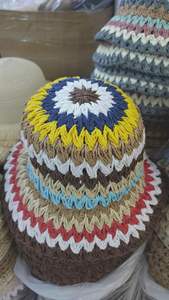 Sombrero de paja tejido de color para mujer, estilo pescador, transpirable, con diseño hueco, para verano, que estiliza el rostro y se adapta a cabezas grandes, tipo cubo/basín. - Product Image 2