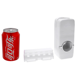 Automatic Toothpaste Dispenser And Toothbrush Holder Set Rectangle Plastic Suction Cup Mount White C10YQ Bathroom Sets - Product Image 5