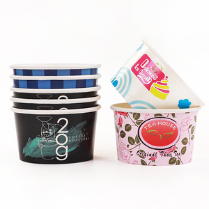 Tùy Chỉnh In Thân Thiện Với Môi 3-20 Oz Dùng Một Lần Tông Ice Cream Container PE Lót Nắp Phân Hủy Sinh Học Tường Đơn Biểu Tượng Tùy Chỉnh - Product Image 6