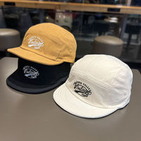 Casquette de baseball à visière courte style workwear avec logo personnalisé, couronne souple de haute qualité, 5 panneaux en sergé de coton, unisexe, pour le camping, printemps-automne