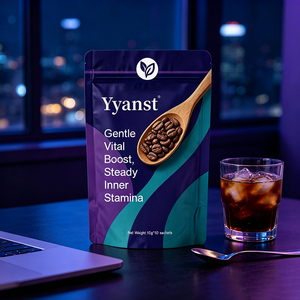 กาแฟสำเร็จรูปสารสกัดจากรากพืชหลายชนิด 10 กรัม*10 ซอง บรรจุในซองโค้งสีม่วงอมเขียว รับผลิตแบรนด์ส่วนตัว ขายส่งจากโรงงาน - Product Image 5