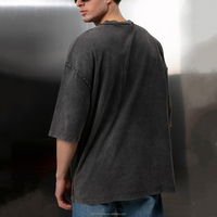 Vente en gros T-shirt unisexe à manches courtes surdimensionné en coton gaufré Décontracté Style Vintage Logo personnalisé Impression Goutte d'épaule Crew Hommes