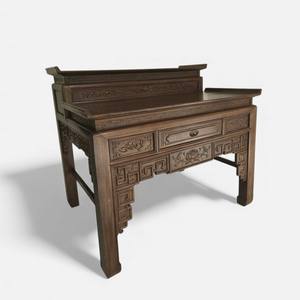 Altar de madera de dos niveles Singdora - Mesa de altar tallada de estilo antiguo Sen - Product Image 1