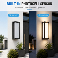 Applique murale LED en aluminium 18-15-12W, étanche IP65, pour extérieur, jardin, forme carrée, avec fonction photocellule