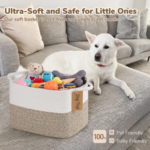 Handheld cotton rope <b>toy</b> storage basket hand woven storage basket storage basket - Product Image 2