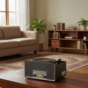 Radio Victor Home avec tourne-disque 3 vitesses, Bluetooth, haut-parleur intégré, style rétro en bois, graphite D0100XFQ7G8 - Product Image 2