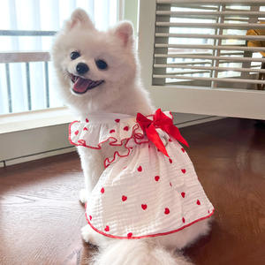Spring Summer Pet Dress Pet <b>Clothes</b> Cute Heart Pattern Dress <b>For</b> Dogs <b>Cats</b> Teddy Pomeranian Bichon Pet Apparel Supplies - Product Image 4