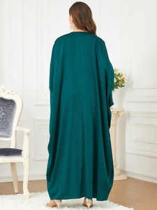 Vêtements islamiques Loriya Garment Middle East pour l'Aïd, robes d'Arabie Saoudite et de Dubaï avec bordure dorée, kaftan vert <span class=keywords><strong>abaya</strong></span> - Product Image 5