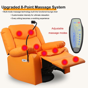 Çizilmeye dayanıklı deri Recliner kanepe sandalye masaj ve bel desteği ile oturma odasında yetişkinler için Modern uzanmış sandalye - Product Image 3