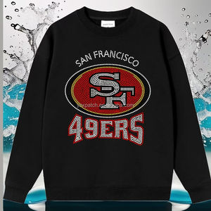 カスタムBlingホットフィックス鉄ラインストーン熱伝達デザインSF <span class=keywords><strong>49ers</strong></span>ロゴ-サンフランシスコフットボールチームフラットバックダイヤモンドガラス - Product Image 2