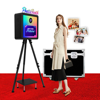 Cabina de Fotos DSLR Colorida y Moderna con Soporte para Impresora, Cabina de Fotos Selfie con Pantalla Táctil de 15.6 Pulgadas, Máquina de Fotos con Cámara