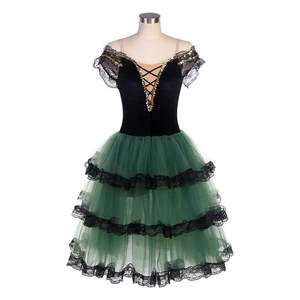 Abito da ballo per bambine, stile a spalline, costume da spettacolo professionale per ragazze, Don Chisciotte, Spagna, competizione, rosso, seta/cotone - Product Image 3