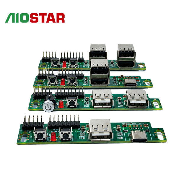 OEM Custom PC Front Panel USB Expansion Board Power Reset Button 2.0 Type-C for Laptop in Stock AIOSTAR