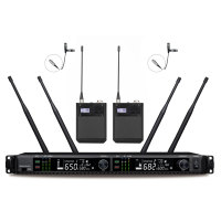 Mikrofon Nirkabel Genggam ADX400 Dual Channel UHF PLL Baterai AA Konektor XLR Bandwidth 640-690MHz Jangkauan 150M Portabel Hitam