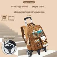 Nouveau sac à dos à roulettes pour l'école primaire, élèves de la 2e à la 6e année, grande capacité, sac à dos pour garçons, microfibre, personnages de dessins animés