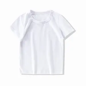 New Pure White Cotton Kids Tee Knitted 100% Cotton Soft Boys Girls Short Sleeves Top Crew Neck Kids Children T shirt