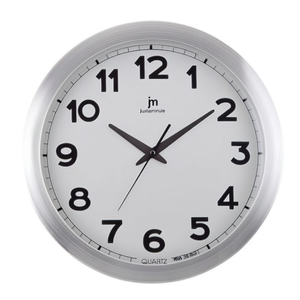 Justaminute Wall <b>Clock</b> 36cm <b>Silver</b> White Quartz Analog Timepiece - Product Image 2