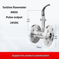 Medidor de Flujo de Turbina con Brida DN32, Señal de Salida por Pulsos, Medición de Flujo de Líquidos Industriales