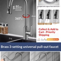 Robinet de cuisine rétractable de style américain en céramique électroplaquée, chaud/froid, anti-éclaboussures, pour évier de lavage, pour le marché international
