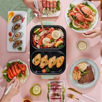 Cuisinière électrique multifonctions Hotpot Barbecue Grill Grill Egg Omelette Poêle à frire Poêle à crêpes Four à crêpes Rôtissoire à tarte