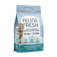 Kantong Kemasan Pasir Kucing Tahan Tusukan, Alas Datar, Segel Zipper 8 Sisi, Tahan Lama, Kapasitas 1 kg, Heavy Duty
