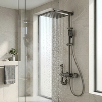 Ensemble de douche intelligent électrique haut de gamme YEETE pour hôtel, avec fonction pause, jet de pluie et massage, en acier inoxydable brossé doux et céramique